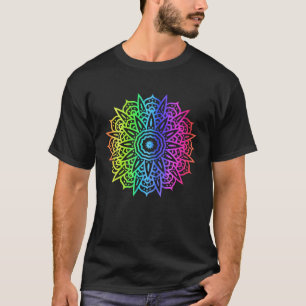 Regenbogen-Mandala-Sonnen-Burst-Geometrie-Yoga-Vib T-Shirt