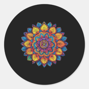 Regenbogen-Mandala spirituelle Geometrie Runder Aufkleber