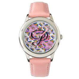 Regenbogen-Mandala-Stolz-Monogramm - Lebendige Geo Armbanduhr