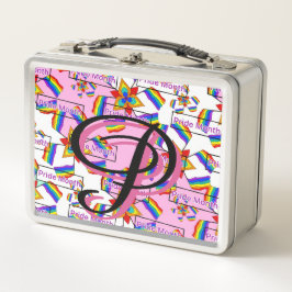 Regenbogen-Mandala-Stolz-Monogramm - Lebendige Geo Metall Brotdose