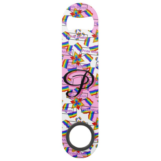 Regenbogen-Mandala-Stolz-Monogramm - Lebendige Geo Speed Flaschenöffner (Vorderseite)