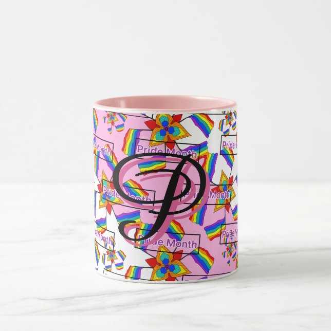 Regenbogen-Mandala-Stolz-Monogramm - Lebendige Geo Tasse (Zentrum)