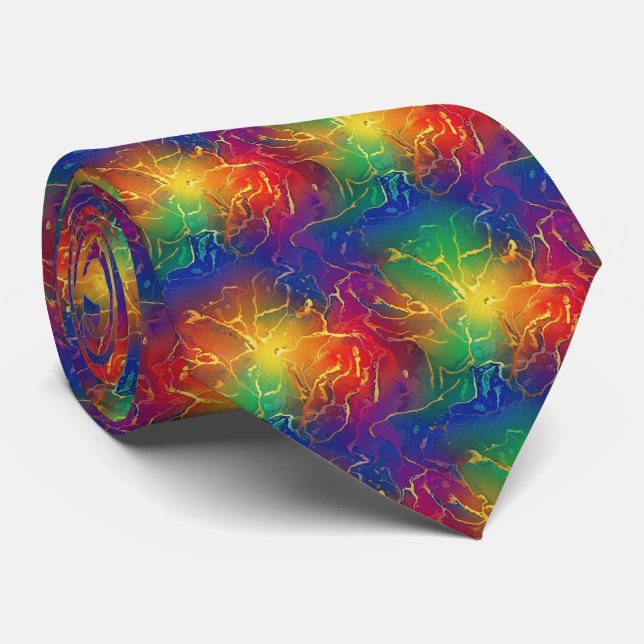 Regenbogen-Marmor-Texturmuster Krawatte (Gerollt)