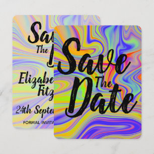 Regenbogen-Marmorierung-Hochzeit Save The Date Einladung