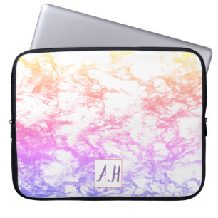 Regenbogen MarmorOmbre Initialen-Laptop-Hülse Laptopschutzhülle