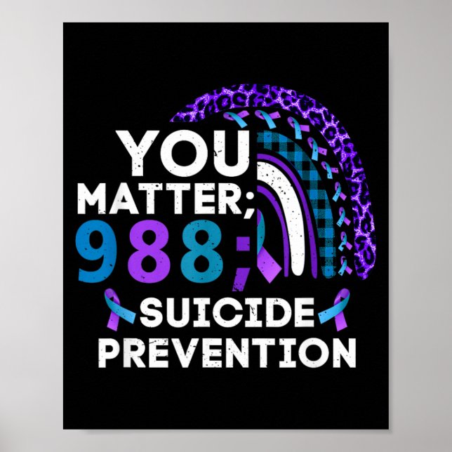 Regenbogen-Matter-988-Präventionsbewusstseins-Schl Poster (Vorne)