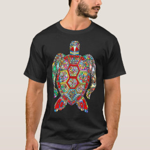 Regenbogen-Meeres-Schildkröte-Färbekunst T-Shirt