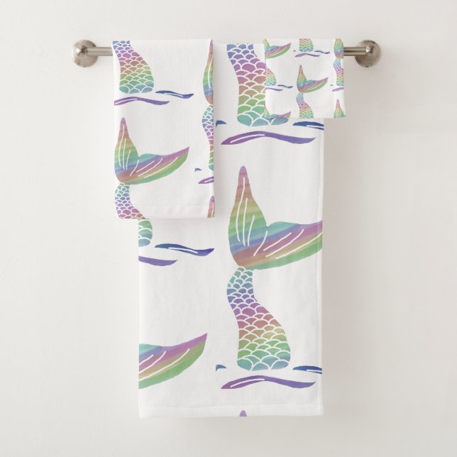 Regenbogen-Meerjungfrau Badhandtuch Set (Insitu)