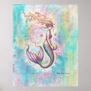 Regenbogen-Meerjungfrau Fantasy-Kunstposter Poster