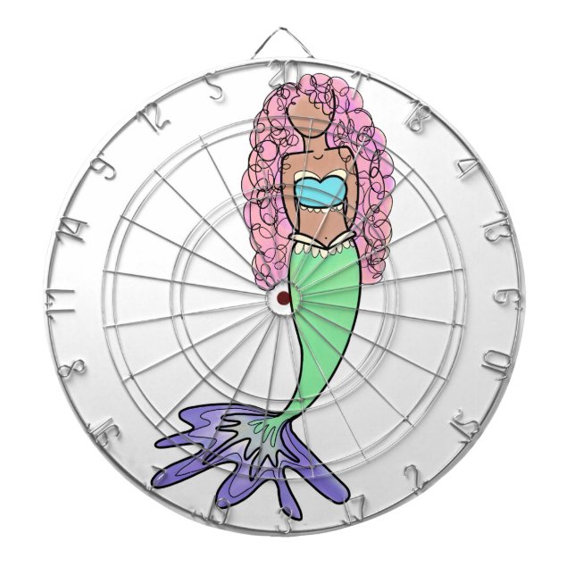 Regenbogen Meerjungfrau rosa lila grünes Schwarz,  Dartscheibe (vorne)