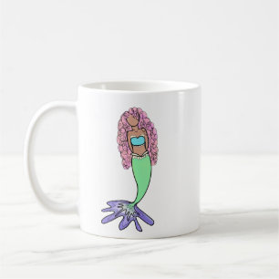 Regenbogen Meerjungfrau rosa lila grünes Schwarz, Kaffeetasse