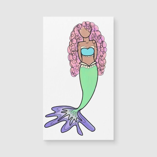 Regenbogen Meerjungfrau rosa lila grünes Schwarz,  Magnetkarte (Vorderseite)