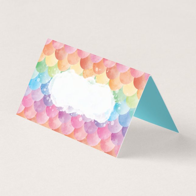 Regenbogen-Meerjungfrauwatercolor-Platzkarten Visitenkarten (Vorderseite)