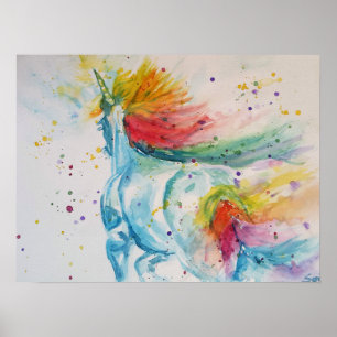 Regenbogen Mein Pferd ist ein Einhorn Süßes Poster