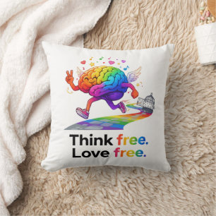 Regenbogen-Mental-Gesundheit-Freiheit-Gehirn-Illus Kissen