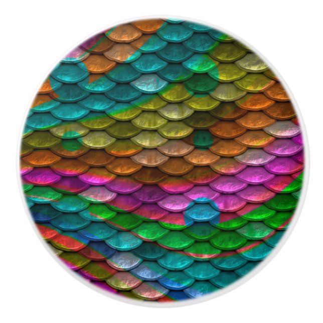 Regenbogen Mermaid Keramikknauf (Vorderseite)