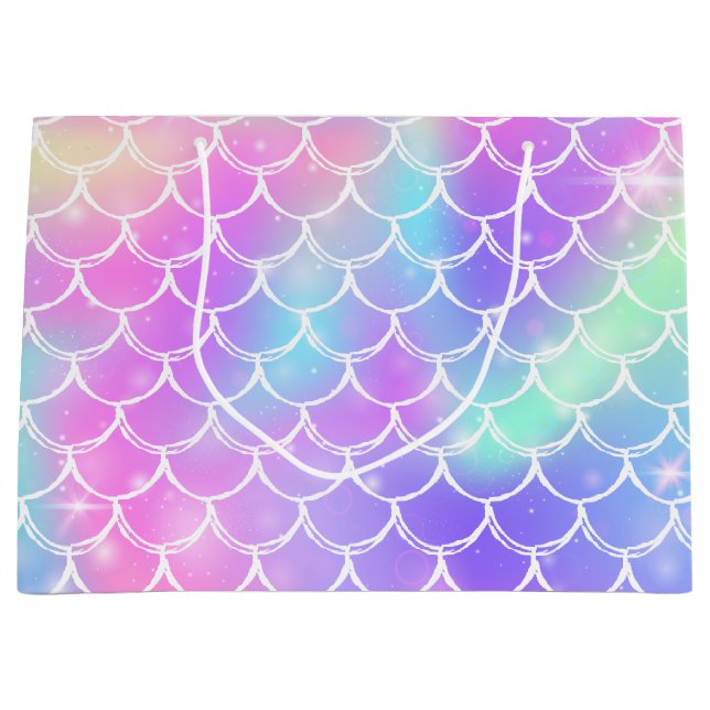 Regenbogen-Mermaid-Scales Große Geschenktüte (Vorderseite)