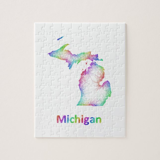 Regenbogen-Michigan-Karte Puzzle (Vertikal)