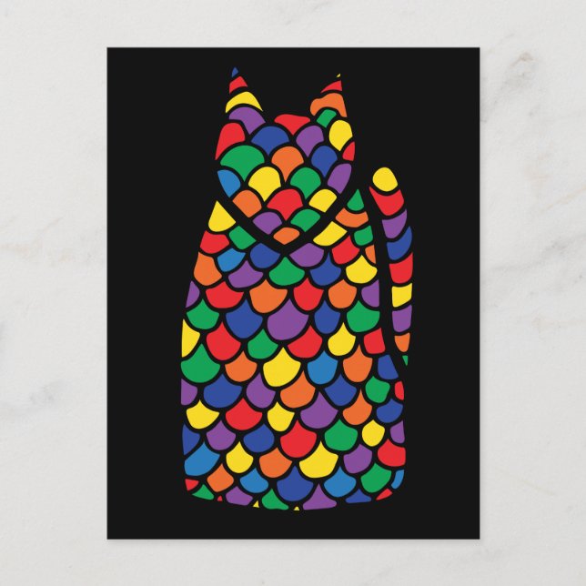 Regenbogen-Miezekatzepostkarte Feiertagspostkarte (Vorderseite)