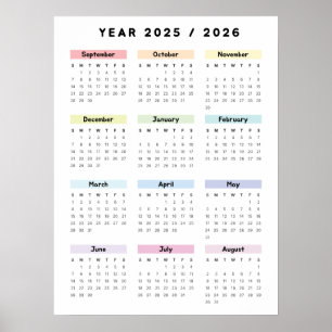 Regenbogen-Minimalist 2025 2026 Kalenderposter Poster