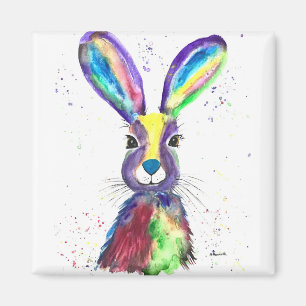 Regenbogen mit Aquarelltierarten Magnet