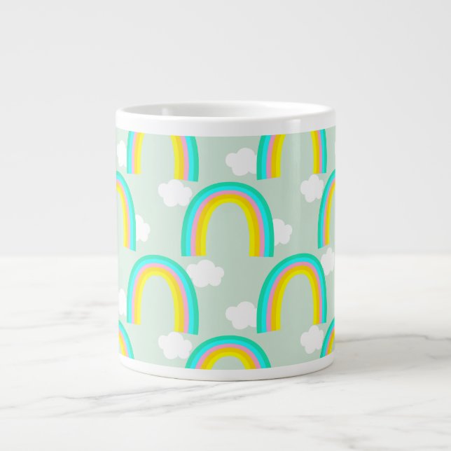 Regenbogen mit blauer Wolke Jumbo-Tasse (Vorderseite)