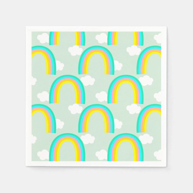 Regenbogen mit blauer Wolke Serviette (Vorderseite)