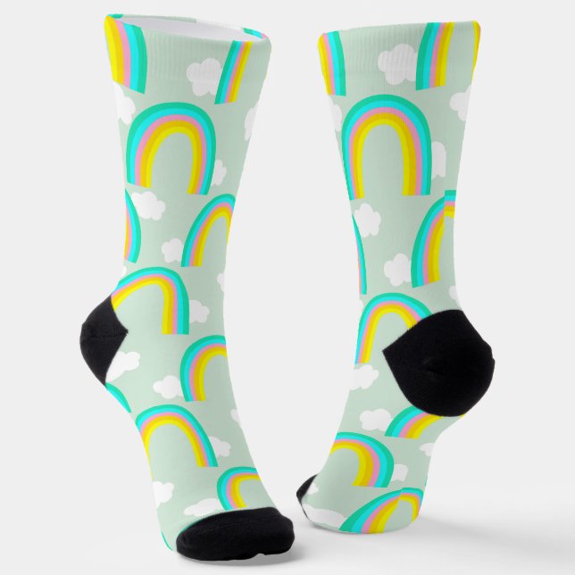 Regenbogen mit blauer Wolke Socken (Gewinkelt)