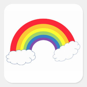 Regenbogen mit Clouds-Aufkleber Quadratischer Aufkleber