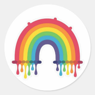 Regenbogen mit Farbtropfen lgbtq+ Runder Aufkleber