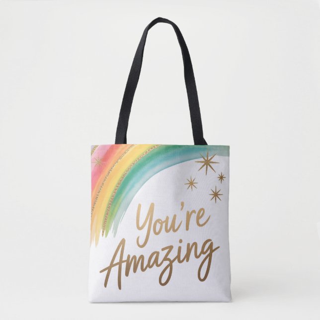Regenbogen mit goldenem Glitter und "Du bist großa (Vorderseite)
