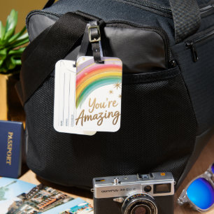 Regenbogen mit goldenem Glitter und "Du bist großa Gepäckanhänger