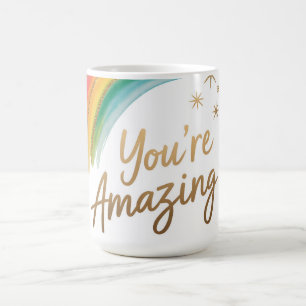 Regenbogen mit goldenem Glitter und "Du bist großa Kaffeetasse