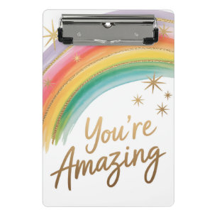Regenbogen mit goldenem Glitter und "Du bist großa Mini Klemmbrett