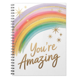 Regenbogen mit goldenem Glitter und "Du bist großa Notizblock