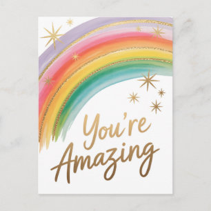 Regenbogen mit goldenem Glitter und "Du bist großa Postkarte