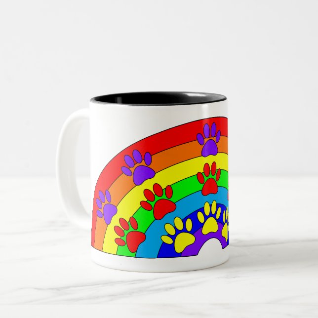 Regenbogen mit Hundeschraube Zweifarbige Tasse (Vorderseite Links)