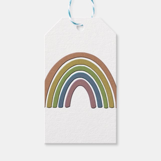 Regenbogen mit Imitaten Rustikale Papiertextur Geschenkanhänger (Vorderseite)
