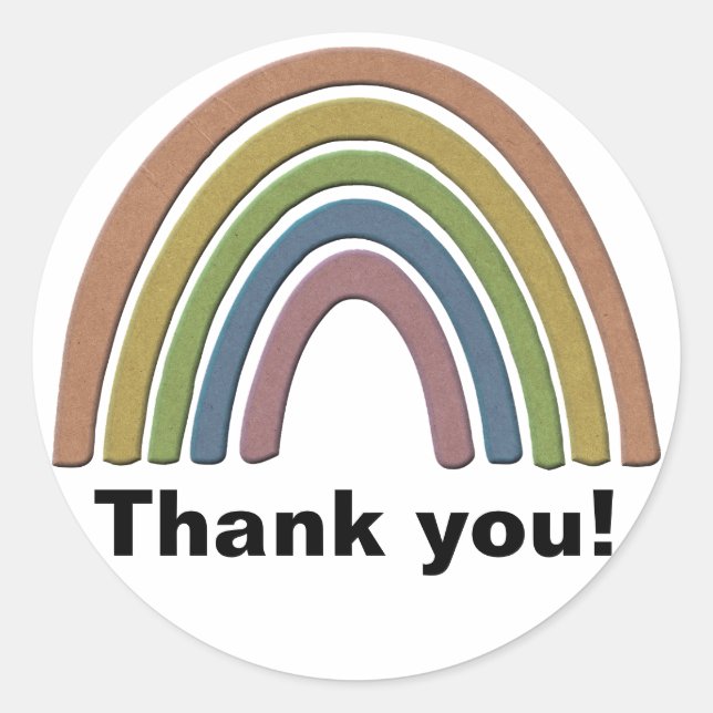 Regenbogen mit Imitaten Rustikale Papiertextur Runder Aufkleber (Vorderseite)