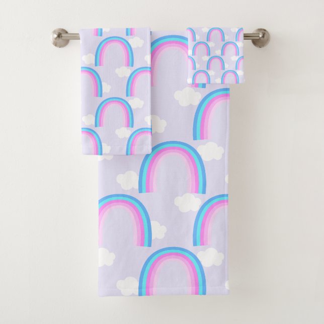 Regenbogen mit lila Wolke Badhandtuch Set (Insitu)