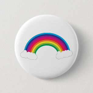 Regenbogen mit Niedlichen Weißwolken Button