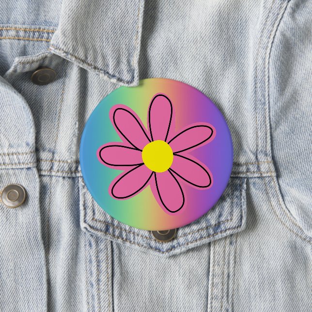 Regenbogen mit rosa Blume Button (Beispiel)