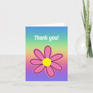 Regenbogen mit rosa Blume Leere Dankeskarte