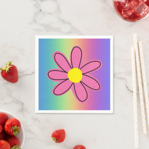Regenbogen mit rosa Blume Papier Napkins Serviette