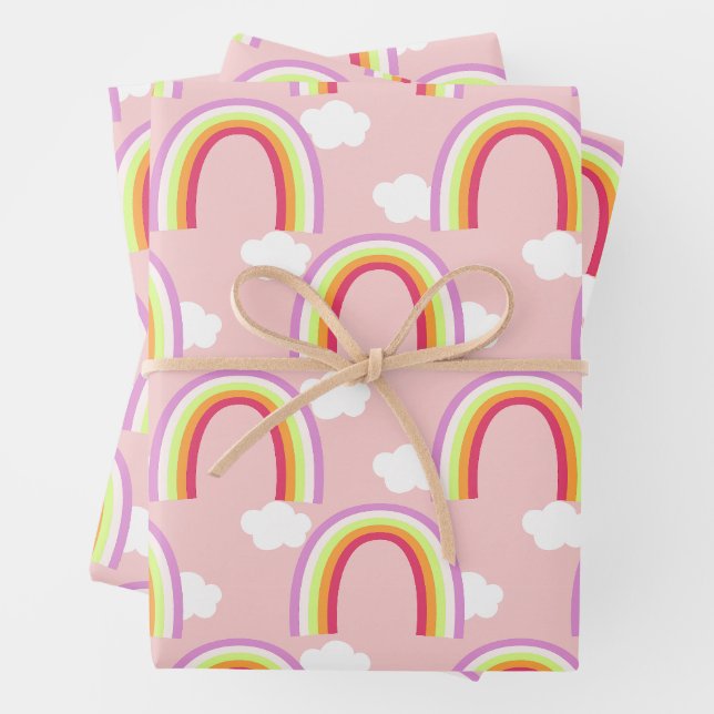Regenbogen mit rosa Wolke Geschenkpapier Set (Beispiel)