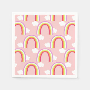 Regenbogen mit rosa Wolke Serviette