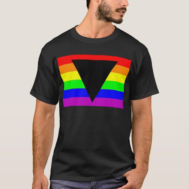 Regenbogen mit schwarzem Dreieck für homosexuelles T-Shirt (Vorderseite)