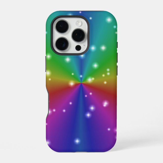 Regenbogen mit Sternen iPhone Hülle (Rückseite)