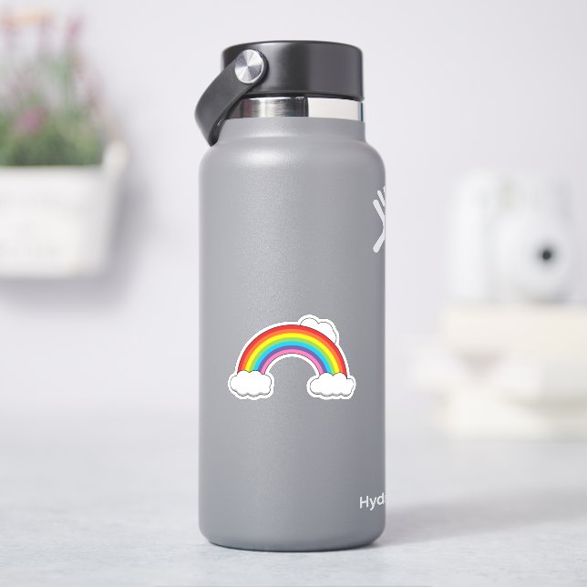 Regenbogen mit weißen Wolken Aufkleber (HydroFlask)
