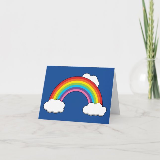 Regenbogen mit weißen Wolken Dankeskarte (Vorderseite)